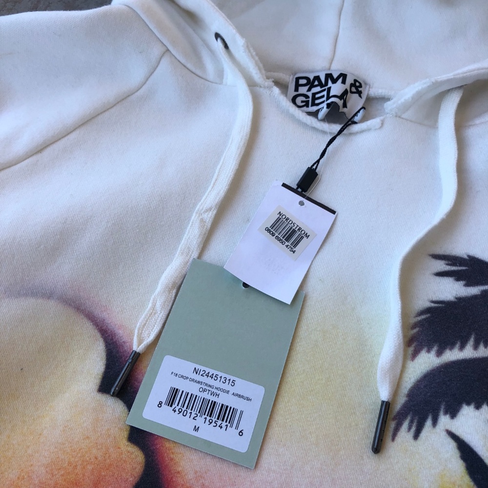Pam & Gela Palm Tree Graffiti Crop Pullover Hoodie - Picture 5 of 6